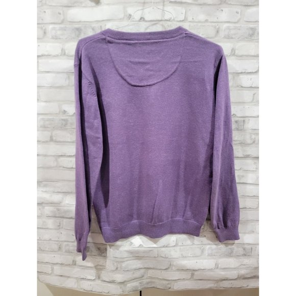 Men‎ L Raging Bull Purple Classic V Neck Sweater Cotton Cashmere Large - Picture 6 of 7